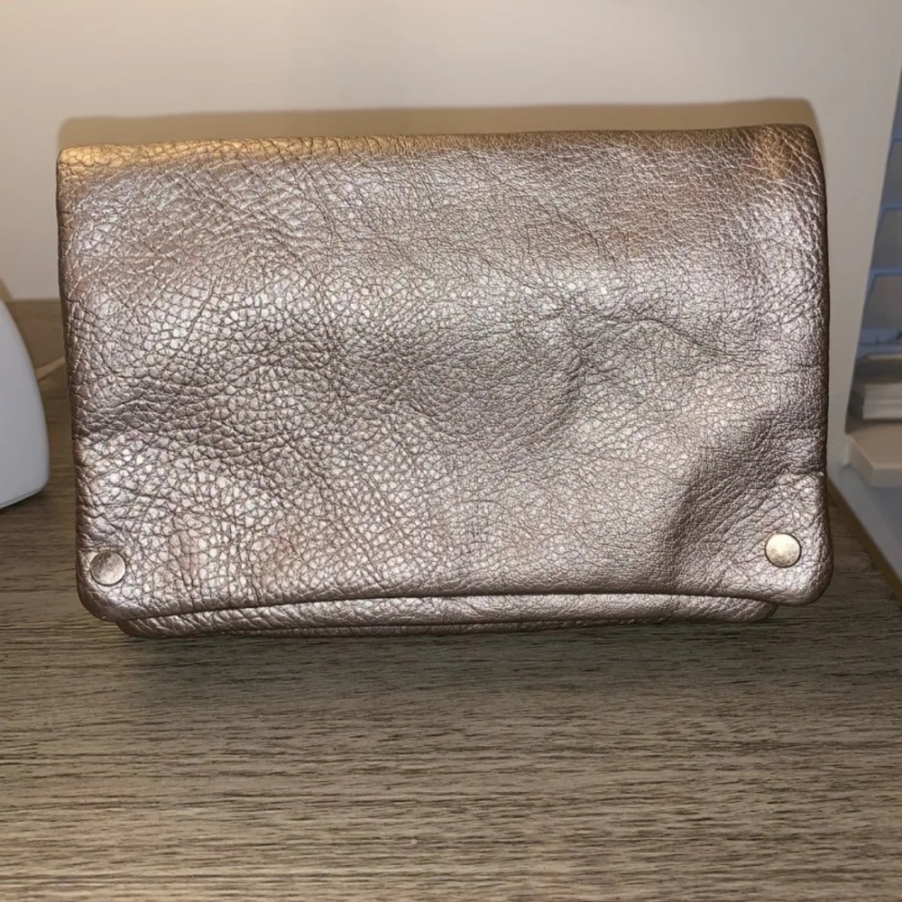 Metallic Gold Leather Clutch Purse